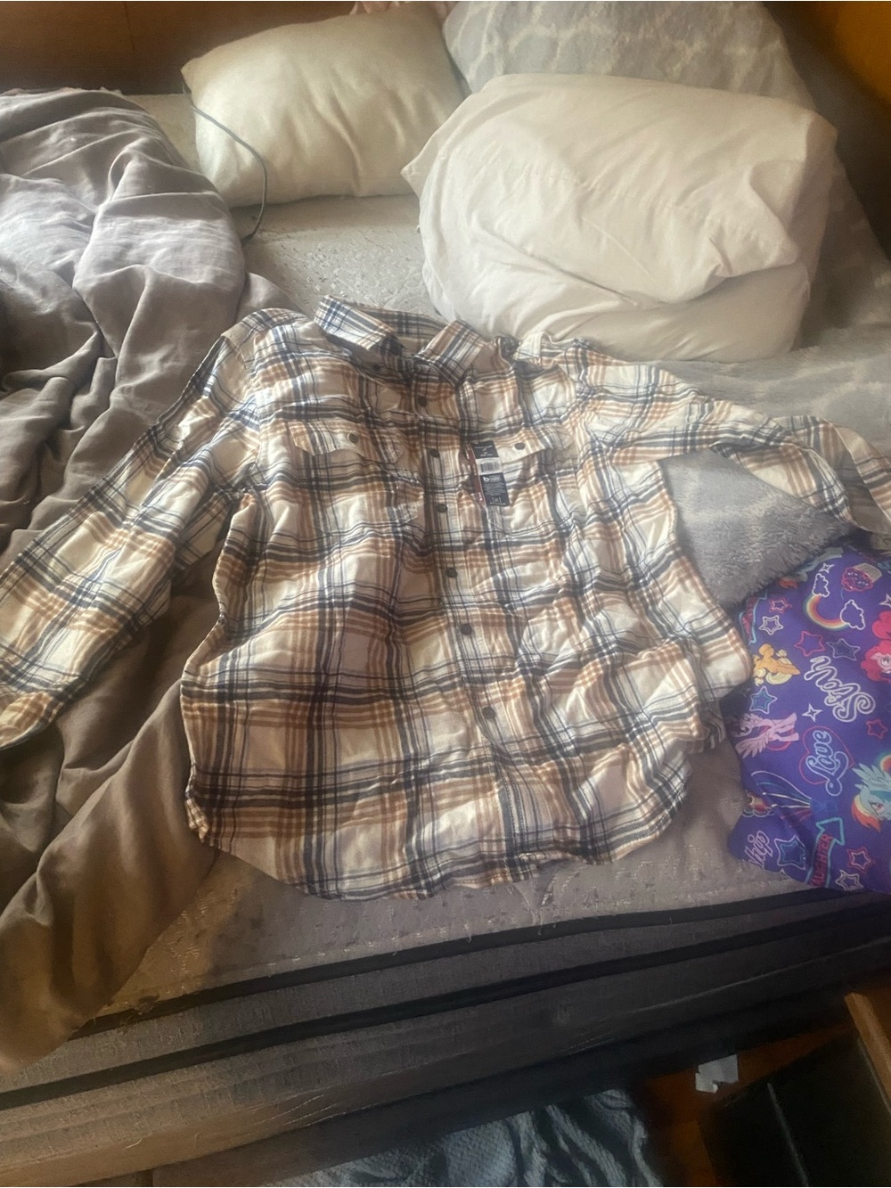 George Plaid Button-Down Shirt — Cream, Navy & Tan